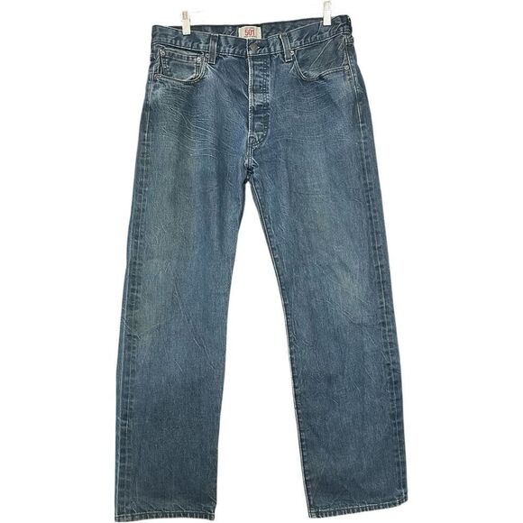 Vintage Levi's 501 Blue Straight Leg Jeans - Picture 1 of 9